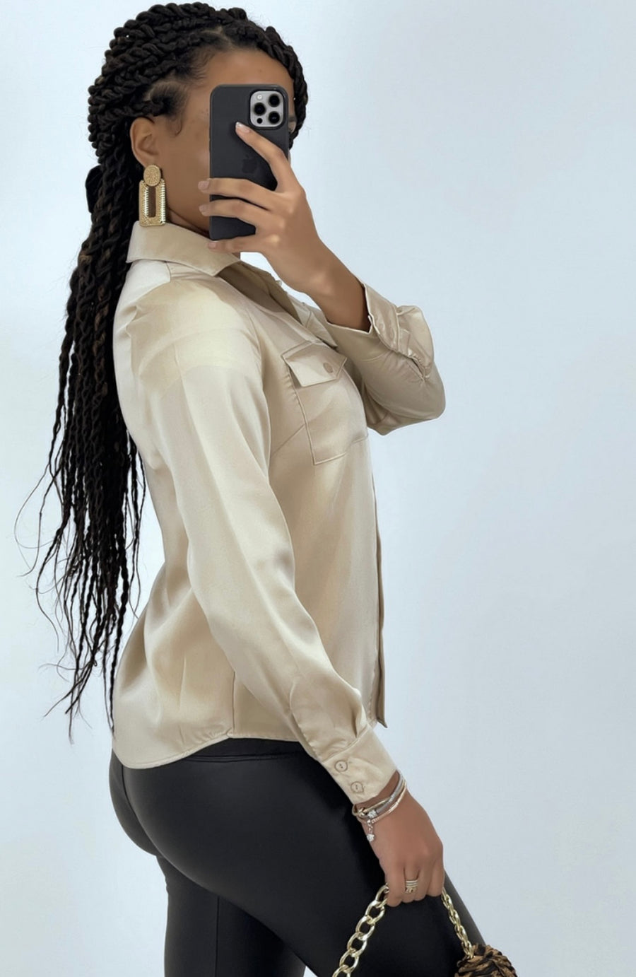 Chemise Satinée Beige