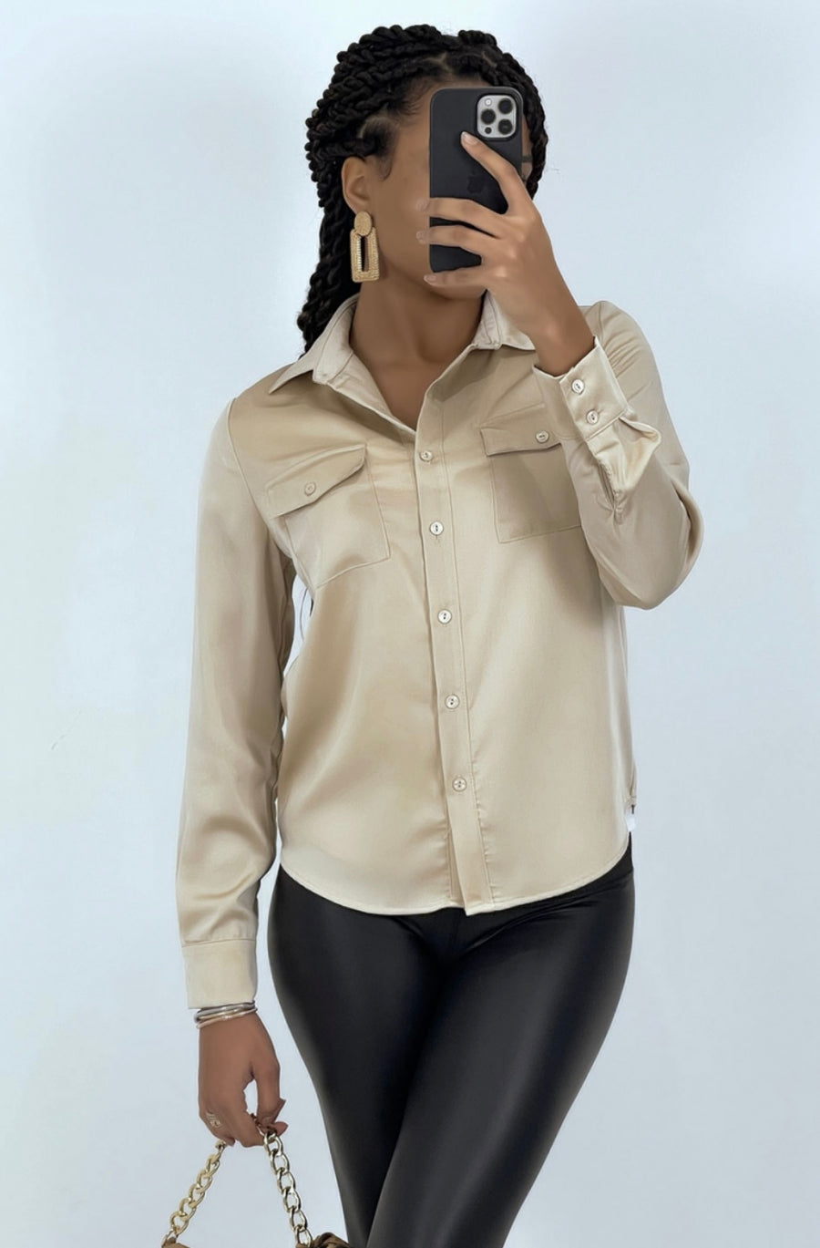 Chemise Satinée Beige