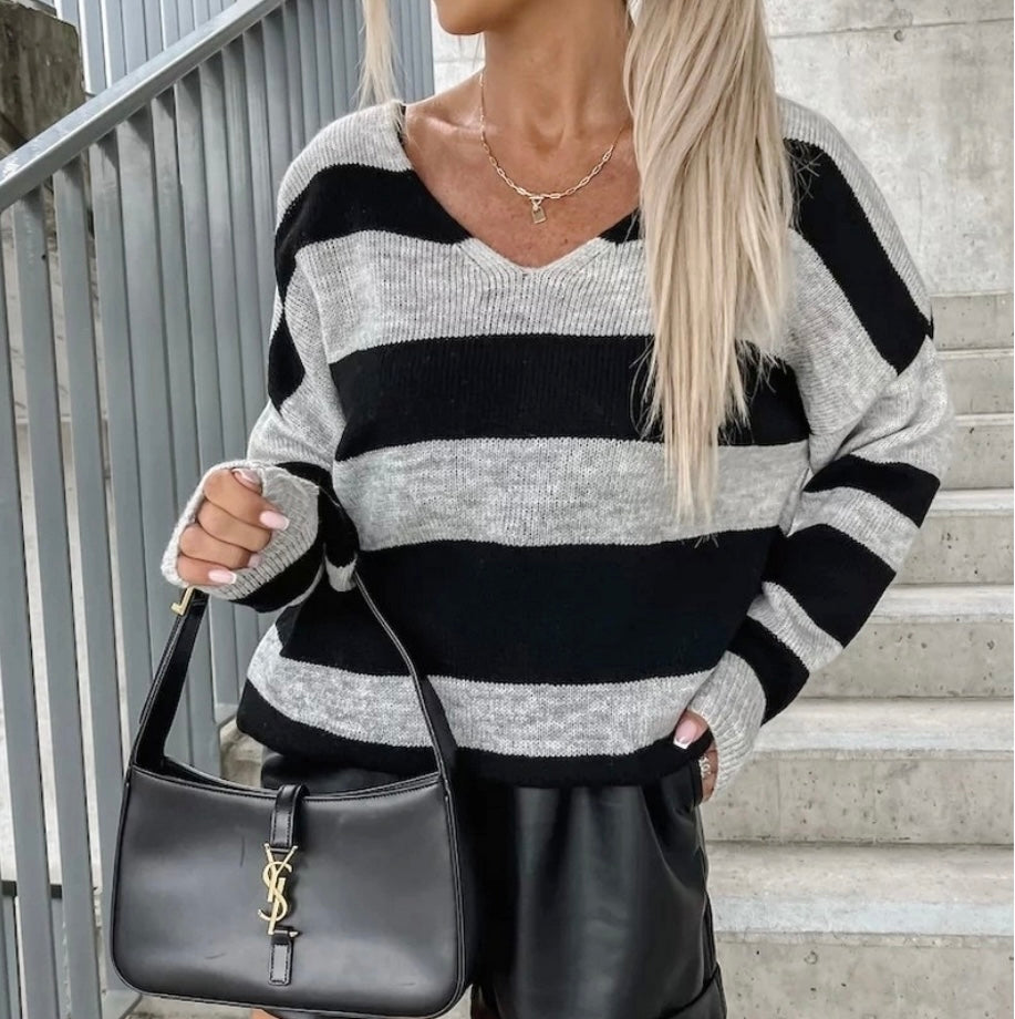 Pull Rayé en Maille Douce