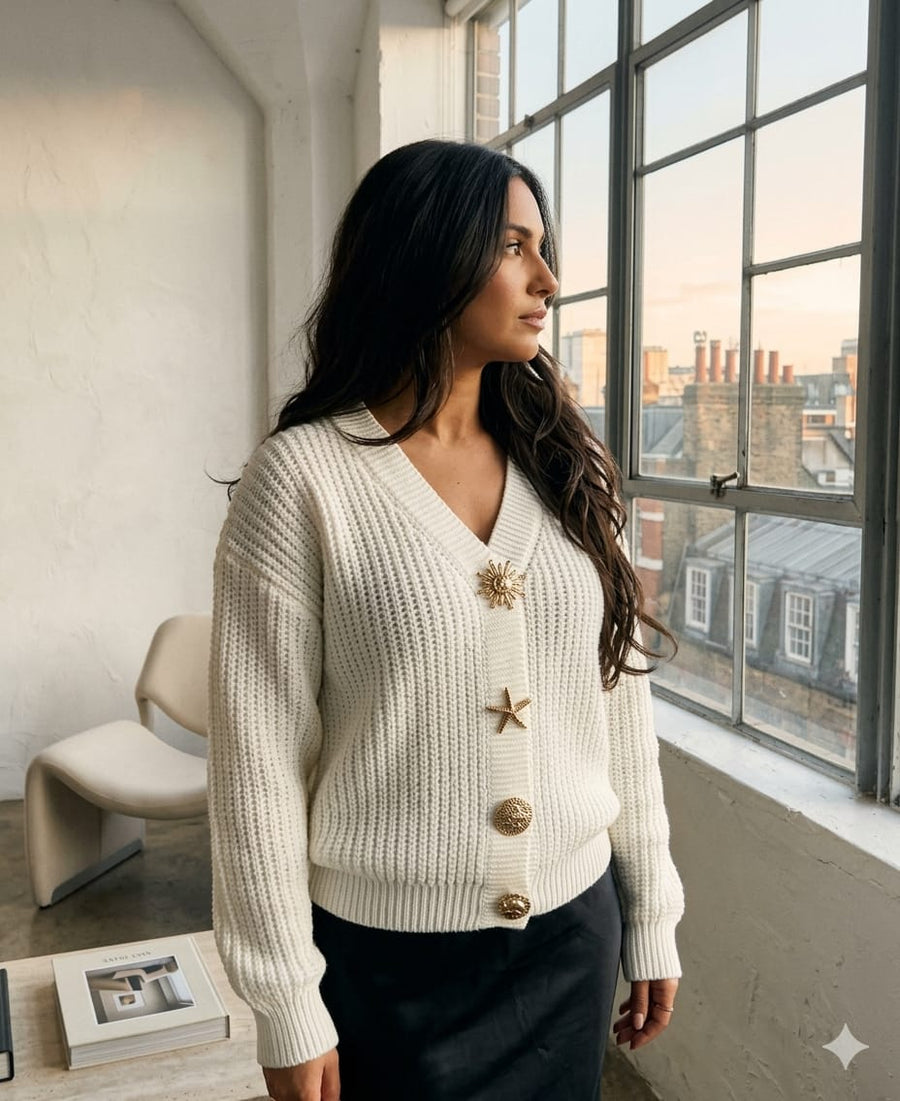 Cardigan éclat doré